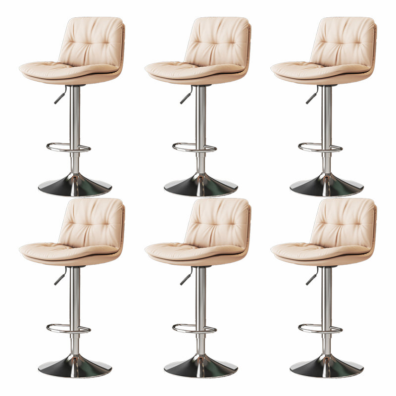 Scandinavian Adjustable Height Bar Stool Leather Upholstered Bar Stool