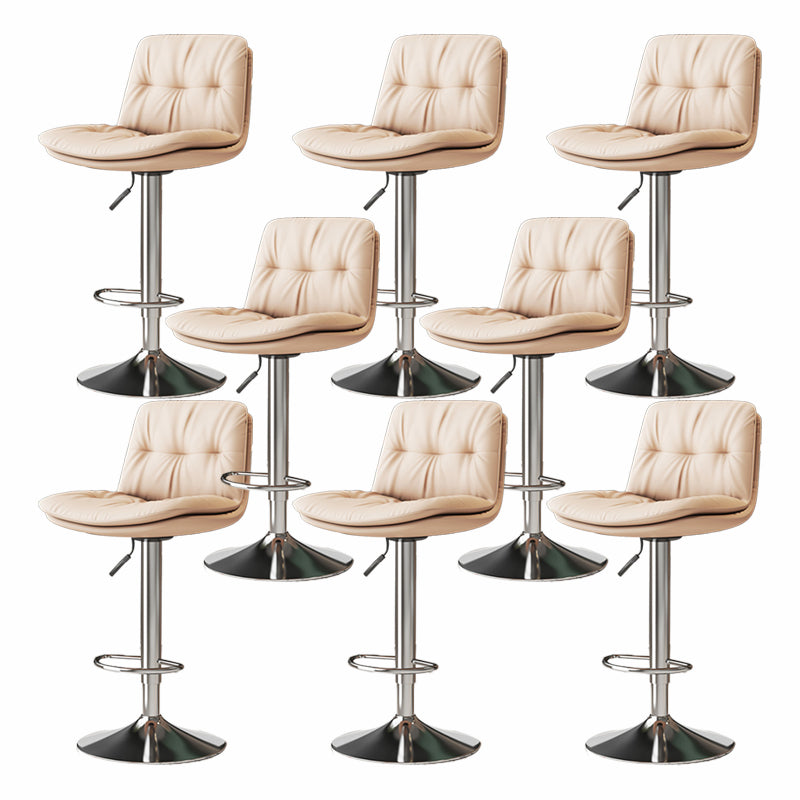 Scandinavian Adjustable Height Bar Stool Leather Upholstered Bar Stool