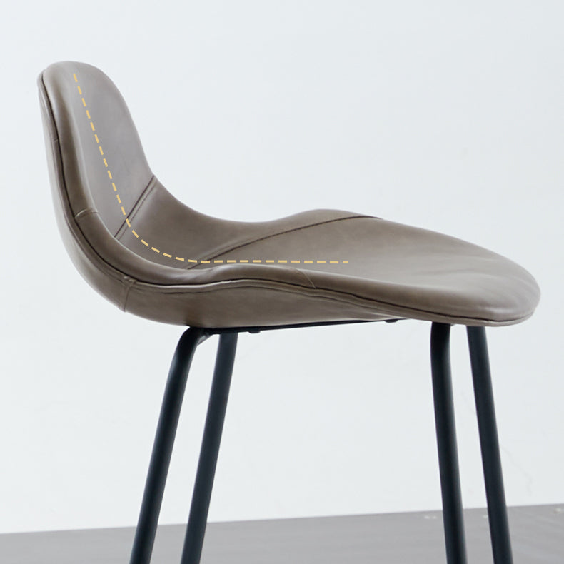 Contemporary Footrest Low Back Bar Stool Leather Counter Stool for Living Room