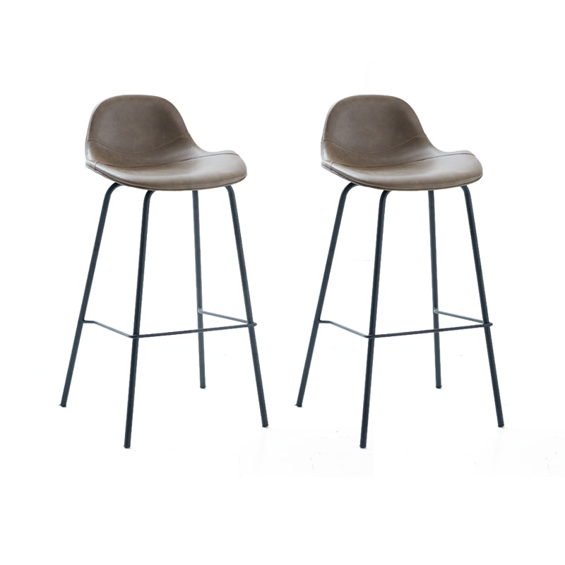 Contemporary Footrest Low Back Bar Stool Leather Counter Stool for Living Room