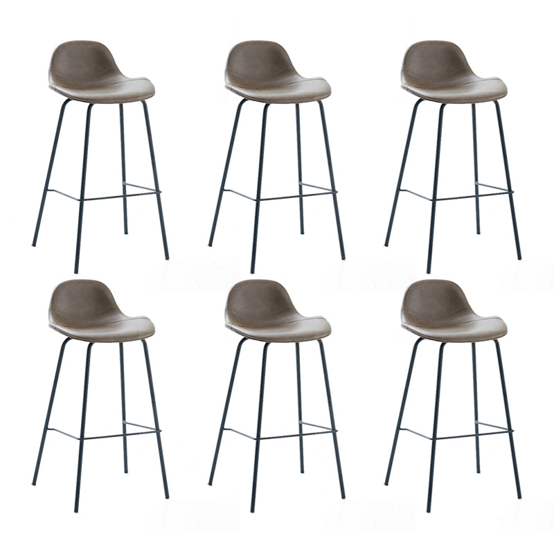 Contemporary Footrest Low Back Bar Stool Leather Counter Stool for Living Room