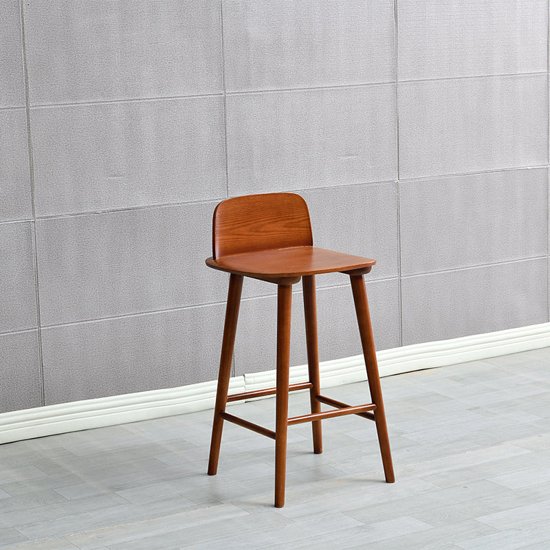 Modern Rubberwood Bar Stool Low Back Counter Height Bar Stool