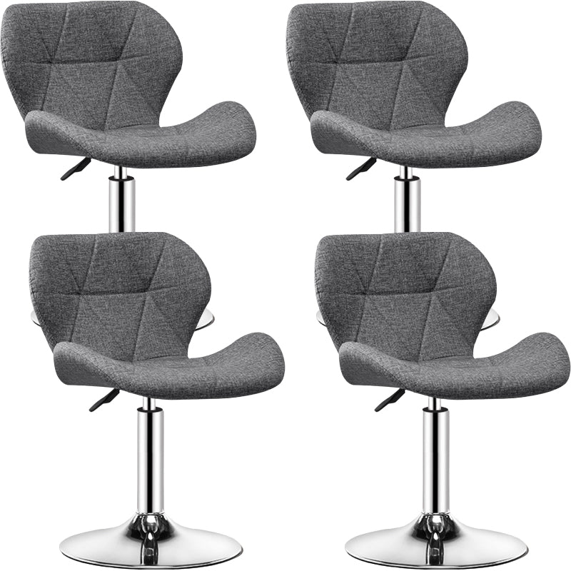 Contemporary Metal Barstool Faux Leather Footrest Adjustable Counter Stool for Home