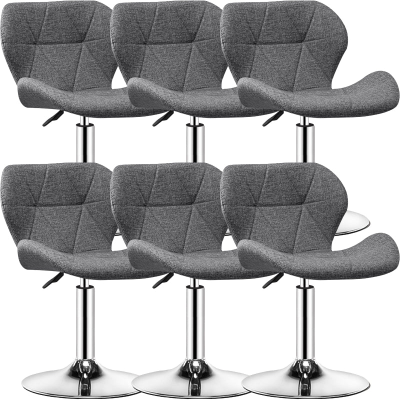 Contemporary Metal Barstool Faux Leather Footrest Adjustable Counter Stool for Home