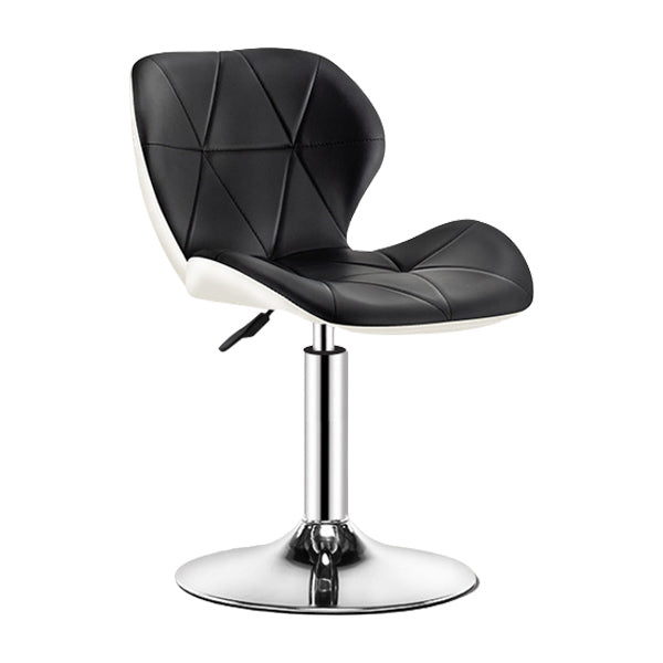 Contemporary Metal Barstool Faux Leather Footrest Adjustable Counter Stool for Home