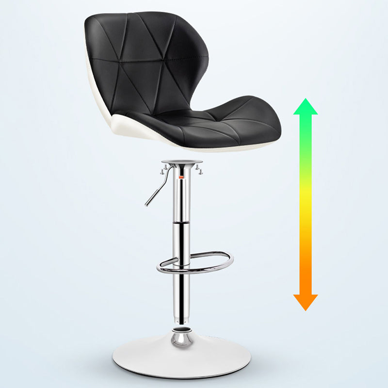 Contemporary Metal Barstool Faux Leather Footrest Adjustable Counter Stool for Home