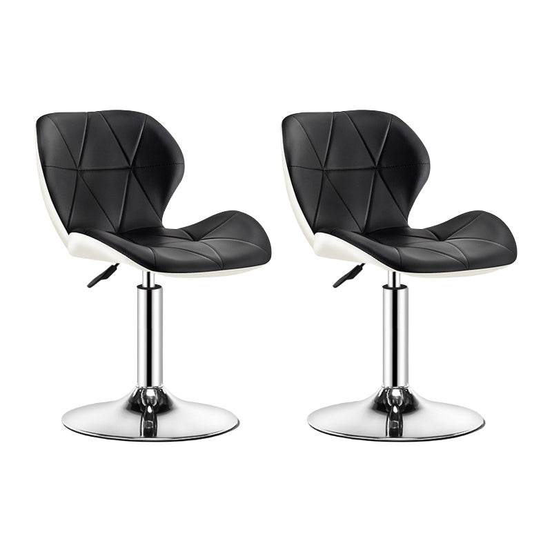 Contemporary Metal Barstool Faux Leather Footrest Adjustable Counter Stool for Home