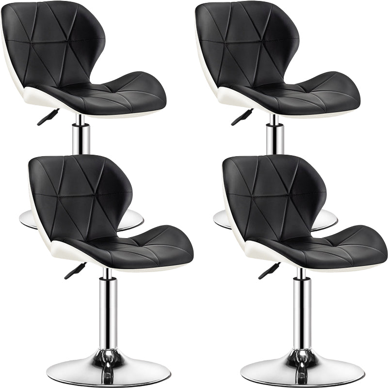 Contemporary Metal Barstool Faux Leather Footrest Adjustable Counter Stool for Home