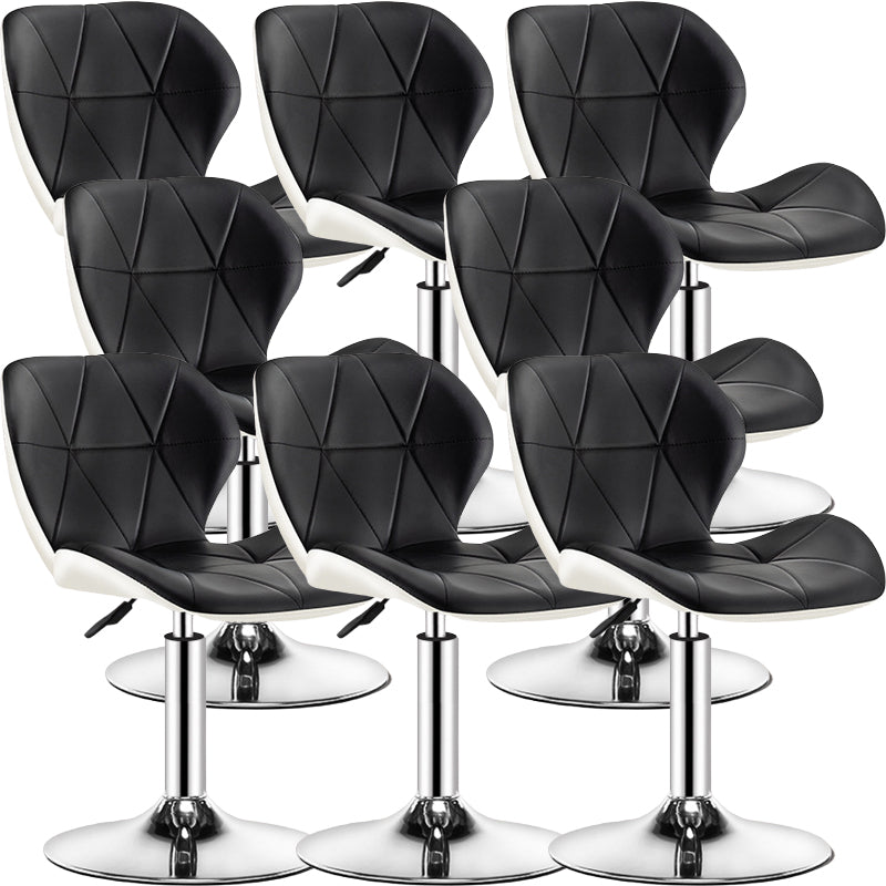 Contemporary Metal Barstool Faux Leather Footrest Adjustable Counter Stool for Home