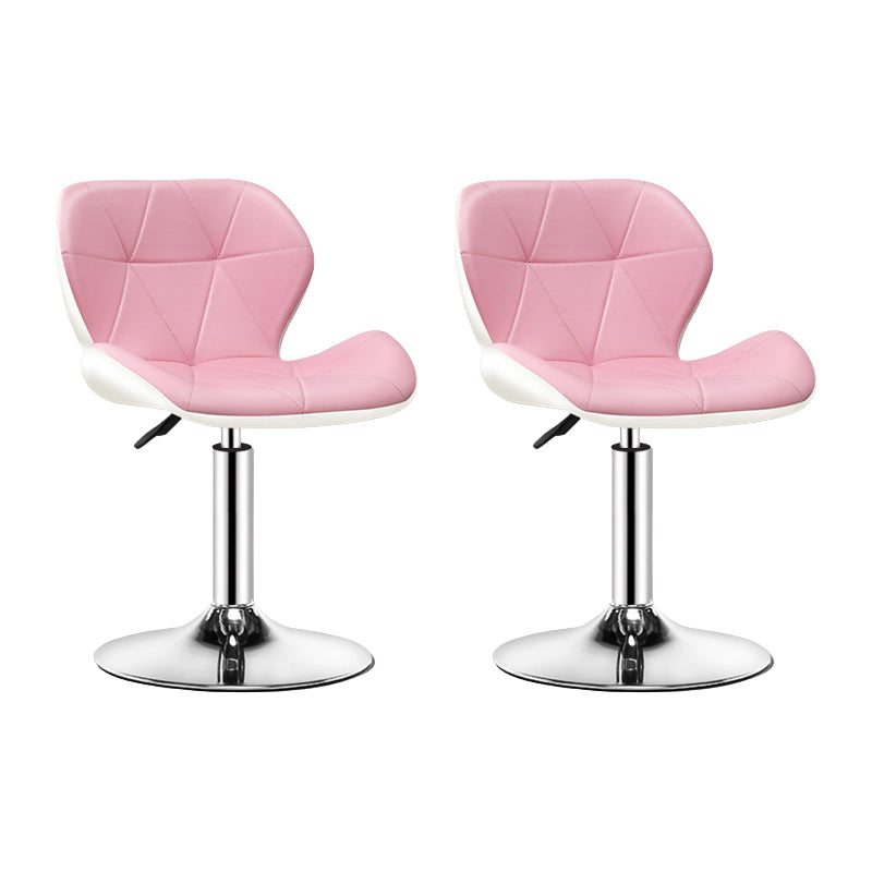 Contemporary Metal Barstool Faux Leather Footrest Adjustable Counter Stool for Home