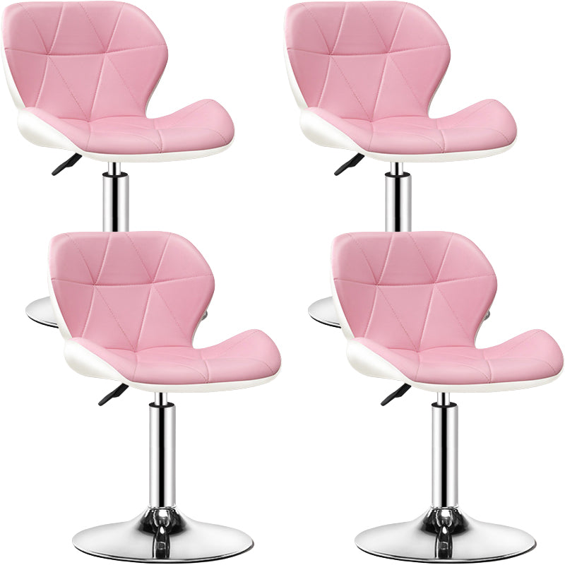 Contemporary Metal Barstool Faux Leather Footrest Adjustable Counter Stool for Home