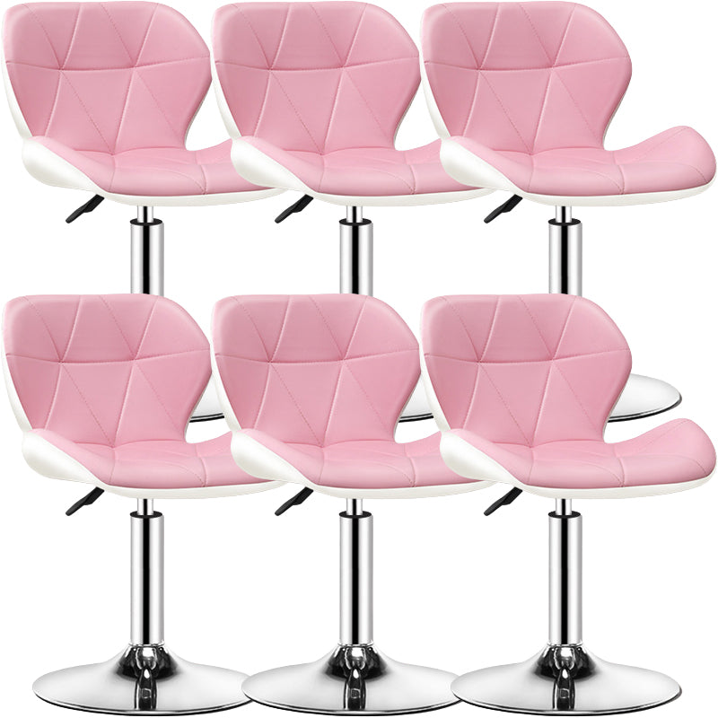 Contemporary Metal Barstool Faux Leather Footrest Adjustable Counter Stool for Home