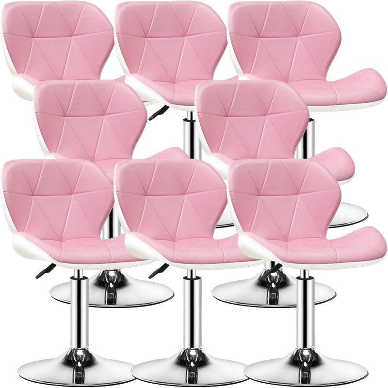 Contemporary Metal Barstool Faux Leather Footrest Adjustable Counter Stool for Home