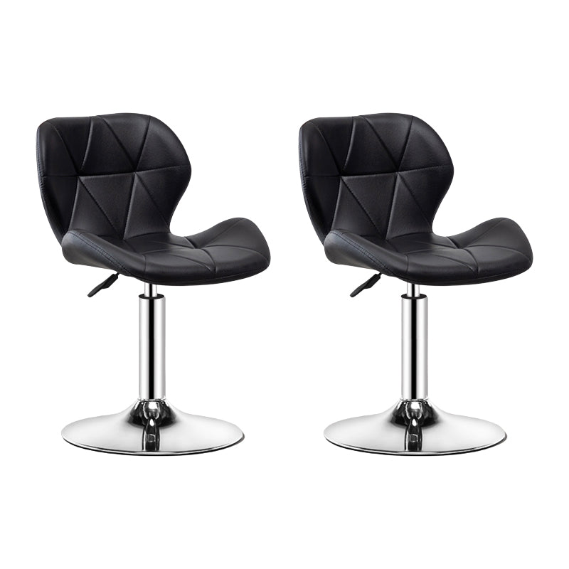 Contemporary Metal Barstool Faux Leather Footrest Adjustable Counter Stool for Home