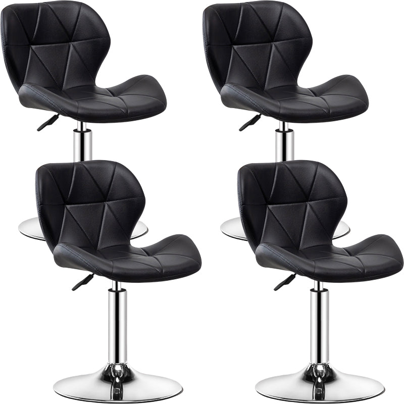 Contemporary Metal Barstool Faux Leather Footrest Adjustable Counter Stool for Home