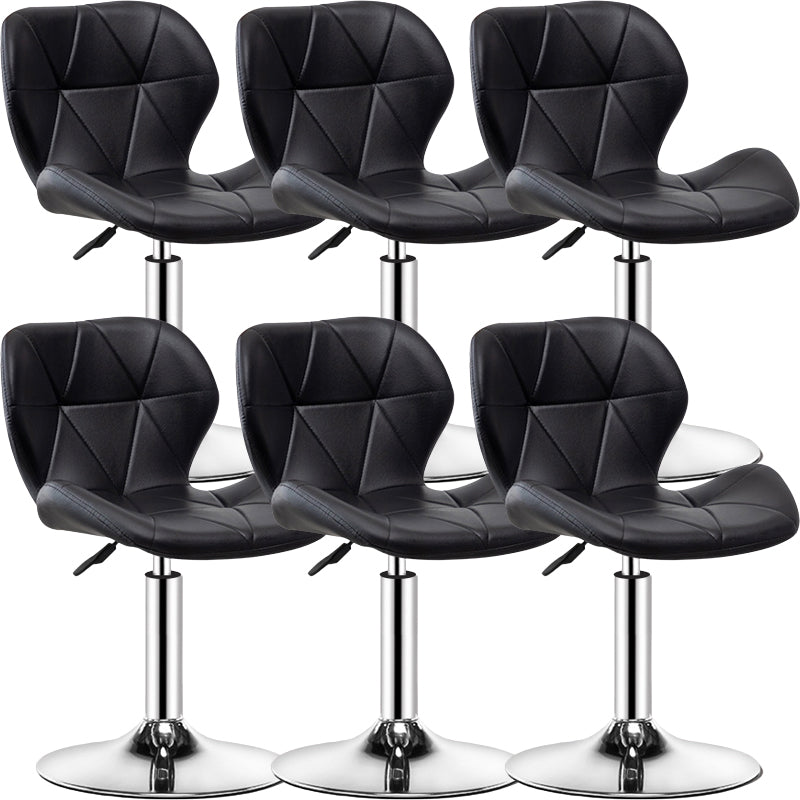 Contemporary Metal Barstool Faux Leather Footrest Adjustable Counter Stool for Home