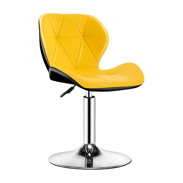 Contemporary Metal Barstool Faux Leather Footrest Adjustable Counter Stool for Home