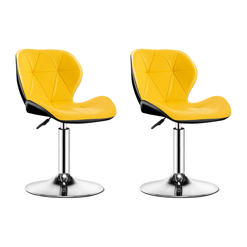 Contemporary Metal Barstool Faux Leather Footrest Adjustable Counter Stool for Home