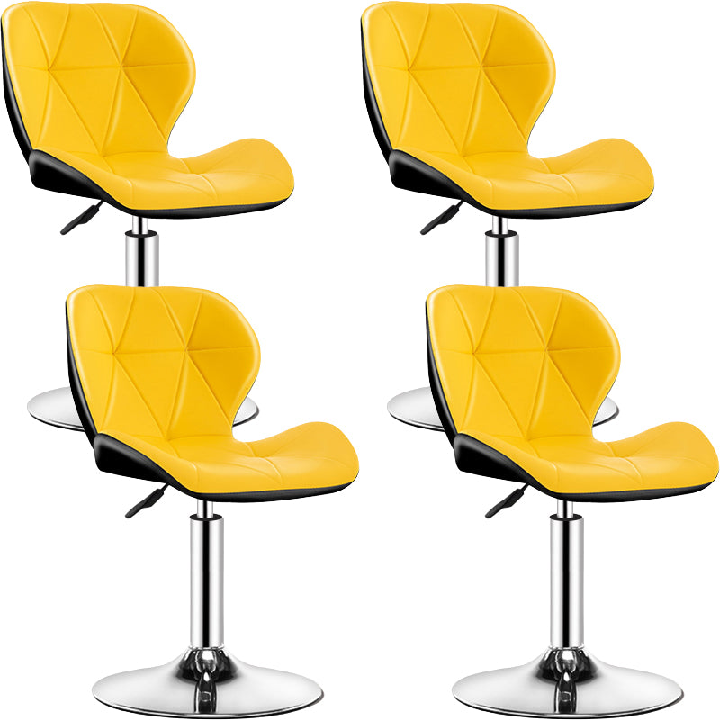 Contemporary Metal Barstool Faux Leather Footrest Adjustable Counter Stool for Home