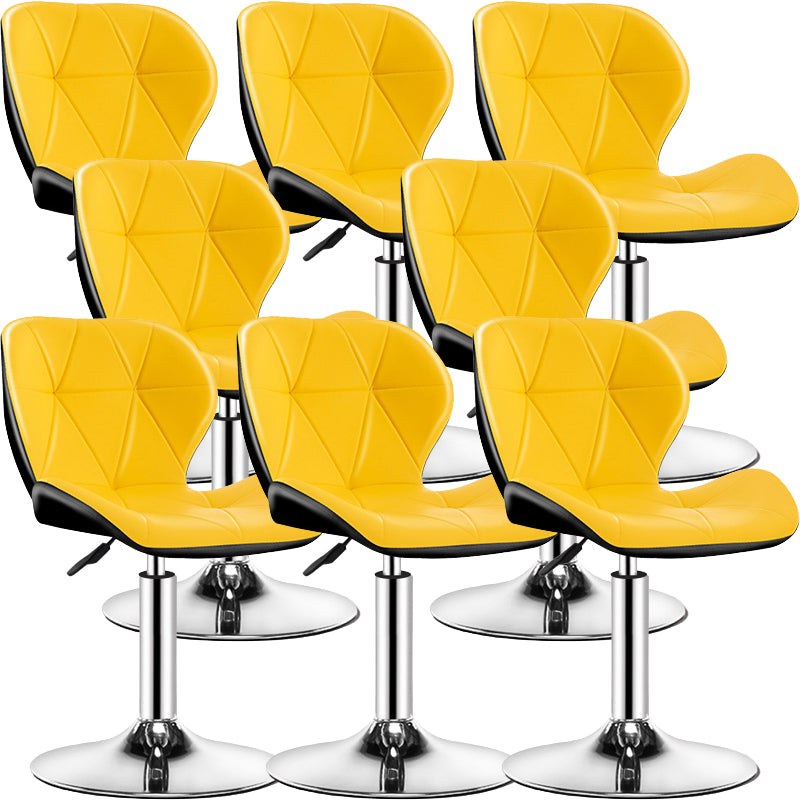 Contemporary Metal Barstool Faux Leather Footrest Adjustable Counter Stool for Home