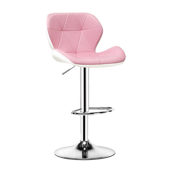 Contemporary Metal Barstool Faux Leather Footrest Adjustable Counter Stool for Home