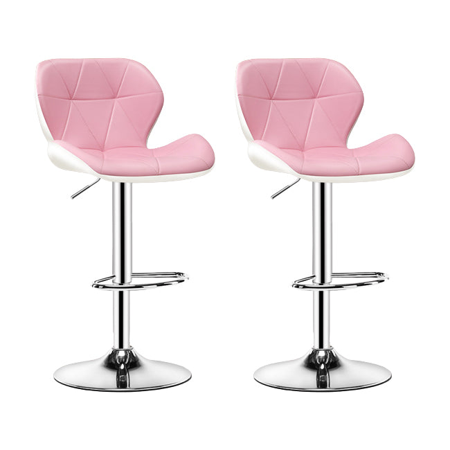 Contemporary Metal Barstool Faux Leather Footrest Adjustable Counter Stool for Home