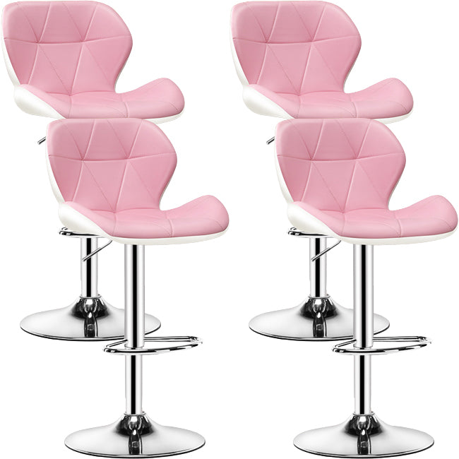 Contemporary Metal Barstool Faux Leather Footrest Adjustable Counter Stool for Home