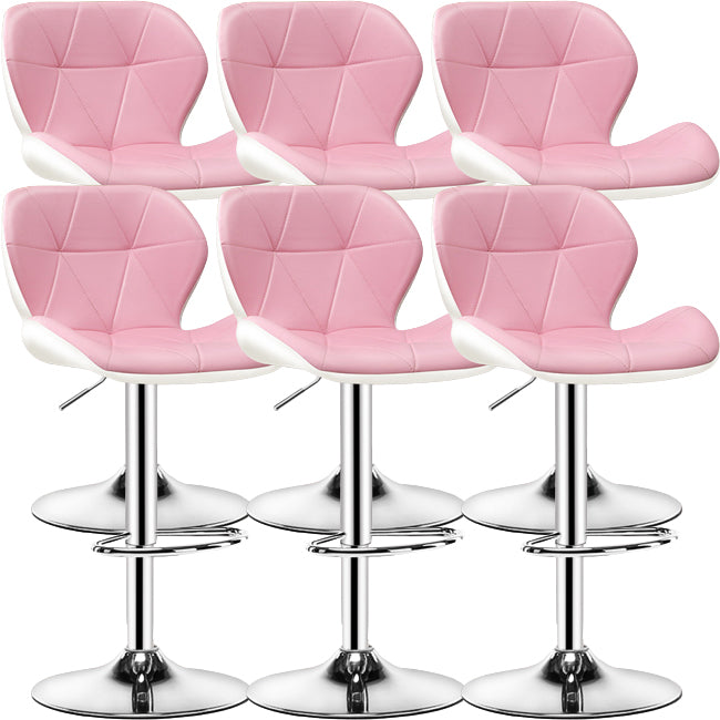 Contemporary Metal Barstool Faux Leather Footrest Adjustable Counter Stool for Home