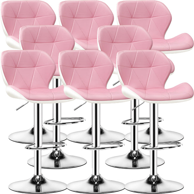 Contemporary Metal Barstool Faux Leather Footrest Adjustable Counter Stool for Home