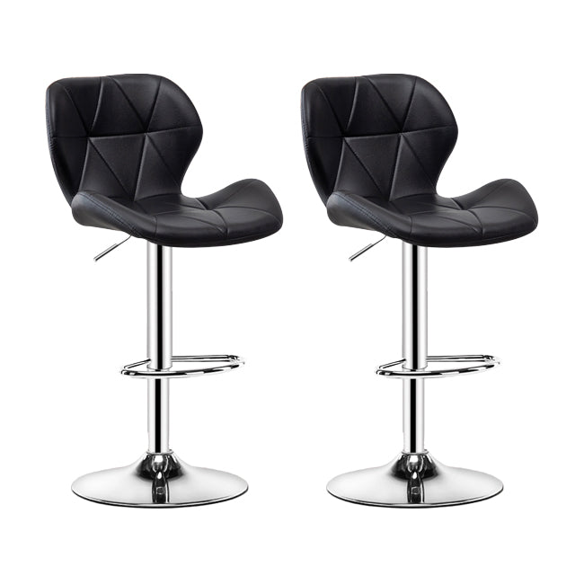 Contemporary Metal Barstool Faux Leather Footrest Adjustable Counter Stool for Home