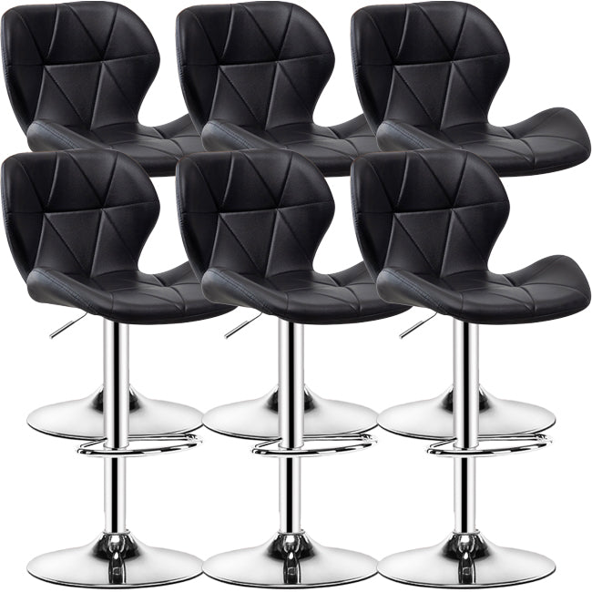 Contemporary Metal Barstool Faux Leather Footrest Adjustable Counter Stool for Home