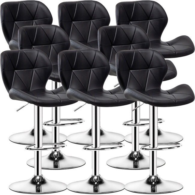 Contemporary Metal Barstool Faux Leather Footrest Adjustable Counter Stool for Home