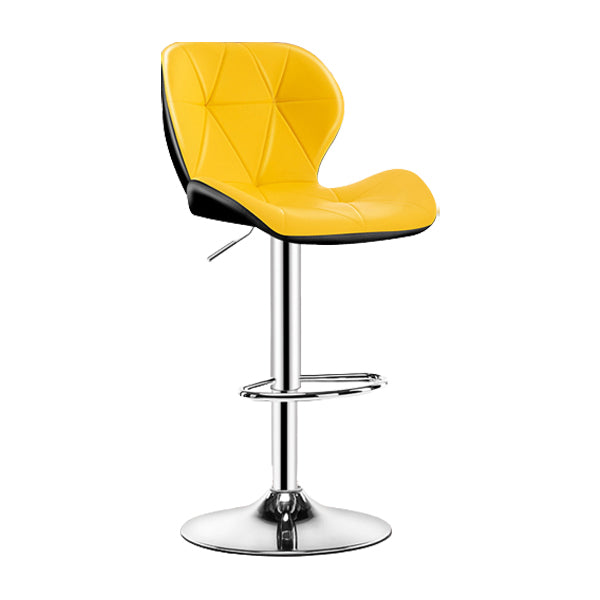 Contemporary Metal Barstool Faux Leather Footrest Adjustable Counter Stool for Home