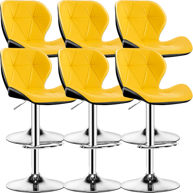 Contemporary Metal Barstool Faux Leather Footrest Adjustable Counter Stool for Home