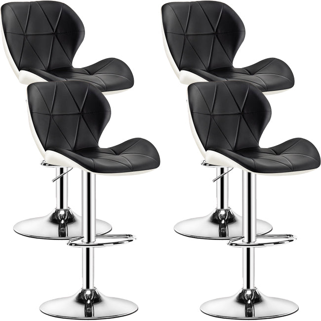 Contemporary Metal Barstool Faux Leather Footrest Adjustable Counter Stool for Home