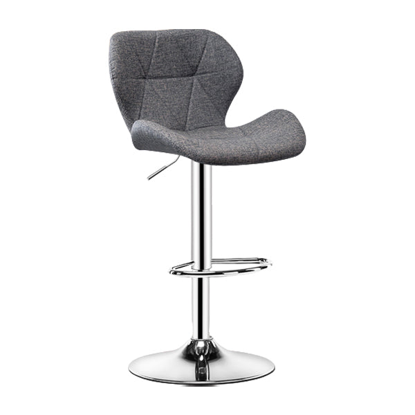 Contemporary Metal Barstool Faux Leather Footrest Adjustable Counter Stool for Home