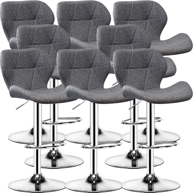 Contemporary Metal Barstool Faux Leather Footrest Adjustable Counter Stool for Home