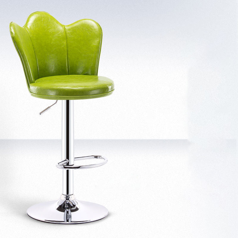 Scandinavian Metal Barstool Velvet Low Back Stool with Footrest for Bar