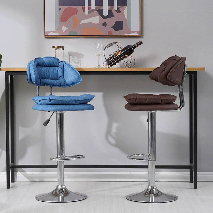 Scandinavian Metal Barstool Fabric Counter Stool with Chrome Base