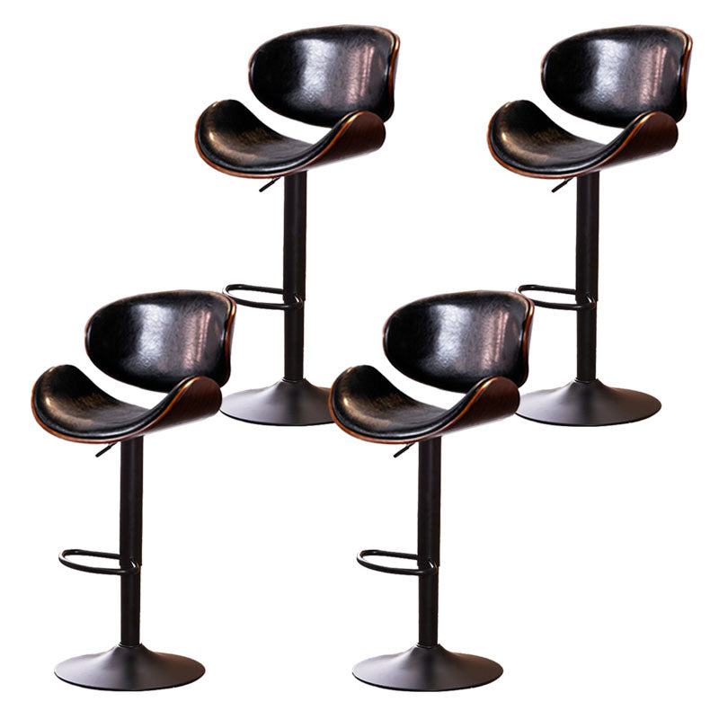 Contemporary Metal Barstool Low Back Faux Leather Footrest Furniture