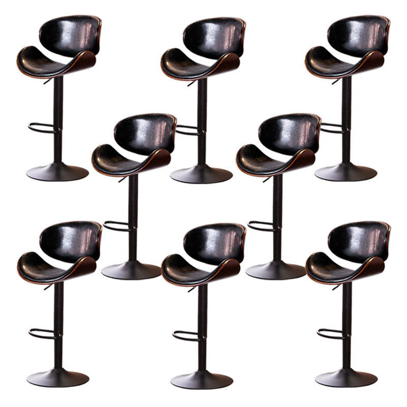 Contemporary Metal Barstool Low Back Faux Leather Footrest Furniture