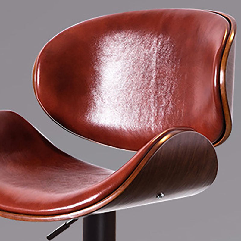 Contemporary Metal Barstool Low Back Faux Leather Footrest Furniture