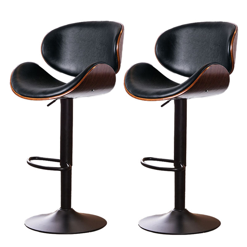 Contemporary Metal Barstool Low Back Faux Leather Footrest Furniture