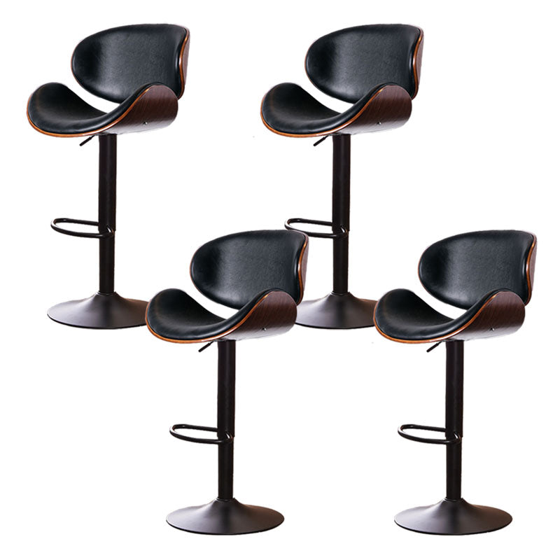 Contemporary Metal Barstool Low Back Faux Leather Footrest Furniture