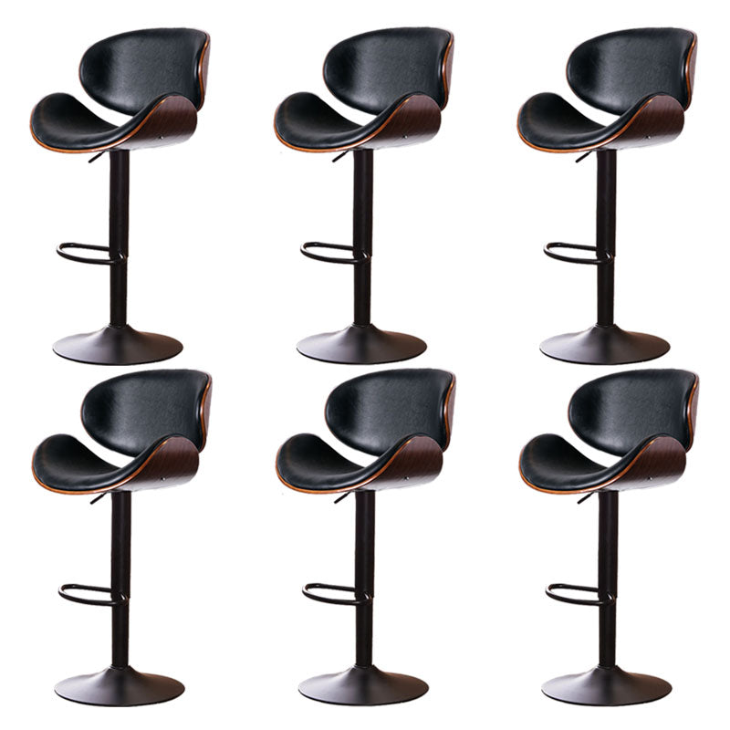 Contemporary Metal Barstool Low Back Faux Leather Footrest Furniture