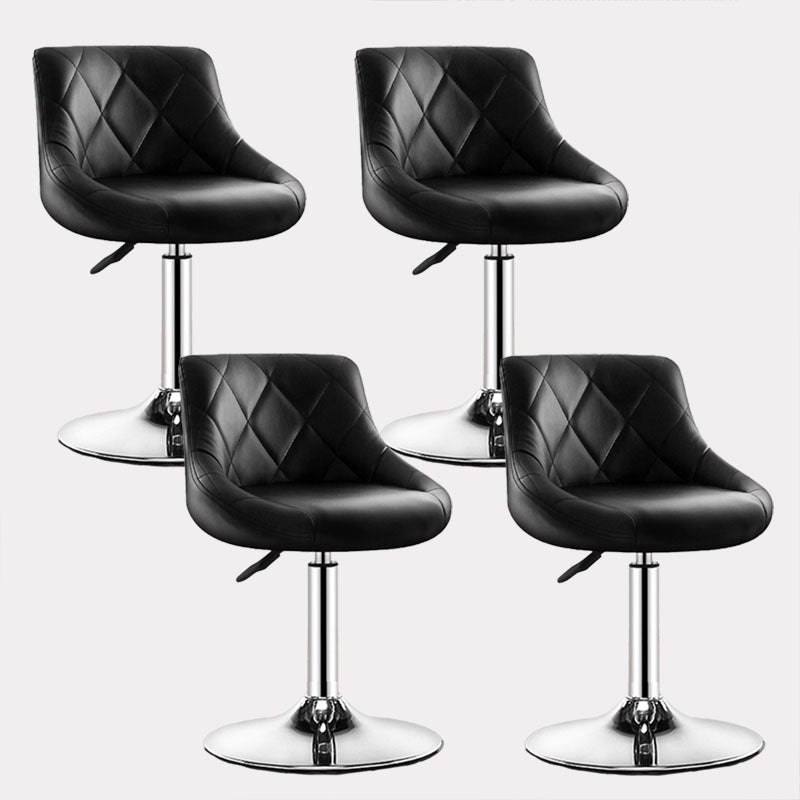 Contemporary Metal Barstool Low Back Faux Leather Footrest Furniture for Bar