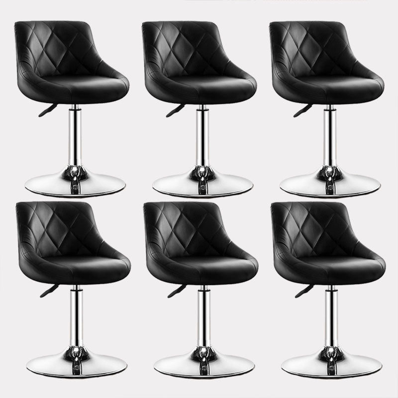 Contemporary Metal Barstool Low Back Faux Leather Footrest Furniture for Bar