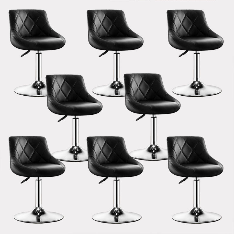 Contemporary Metal Barstool Low Back Faux Leather Footrest Furniture for Bar