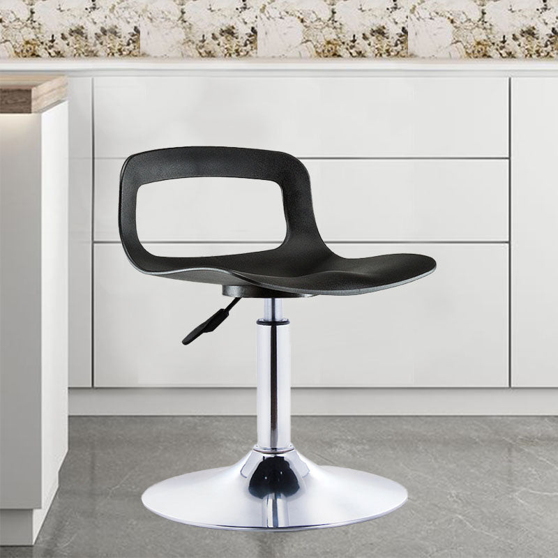 Contemporary Metal Barstool Low Back Faux Leather Footrest Furniture for Bar