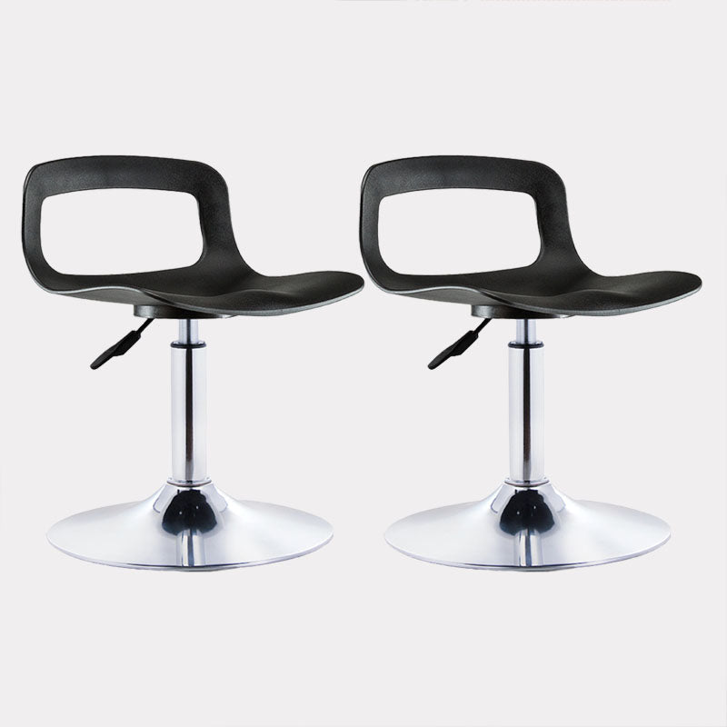 Contemporary Metal Barstool Low Back Faux Leather Footrest Furniture for Bar